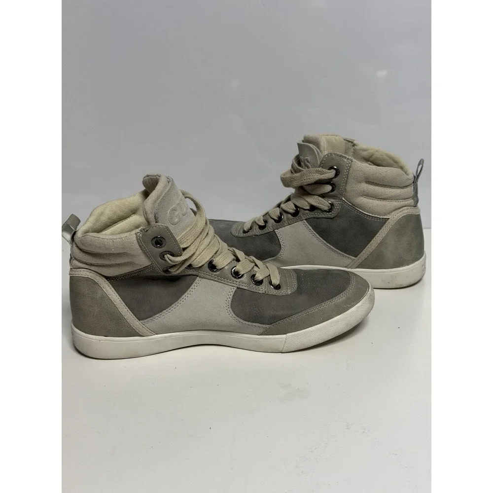 VTG Guess High Top Sneakers Gray Quilted Style GM-JAMAL-C Mens Size 7.5 Y2K